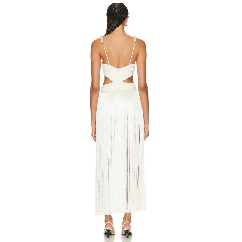 PatBO All-over Fringe Sleeveless Maxi Dress in White - Picture 3 of 8